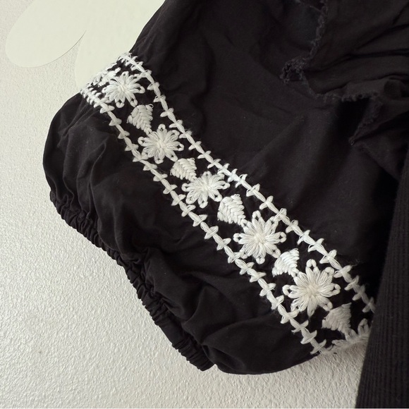 EUC Cleobella Black Selma Midi Dress with Ruffle Puff Short Sleeves & Embroidery - Picture 7 of 13